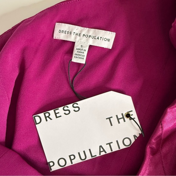 Dress The Population Laos Metallic Pink Fuchsia One Shoulder Dress Small NWT - Picture 9 of 13